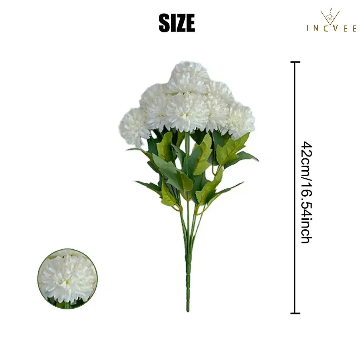 Seidenchrysanthemenstrauß mit 9 Köpfen – Lebendige, mehrfarbige Blumendekoration, weicher Griff, 42 cm