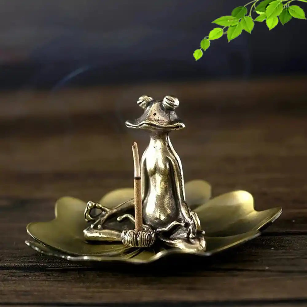 Alloy Frog Lotus Incense Holder - Zen Meditation Home Decor