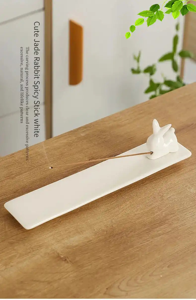 Ceramic Cute Cat Rabbit Incense Holder - Japanese Style Lovely Incense Stick Burner