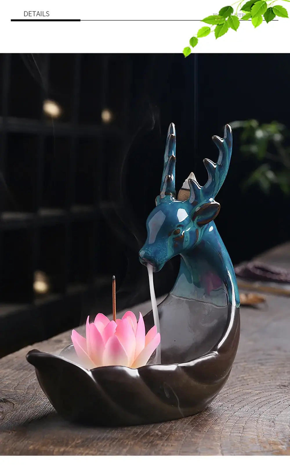 Exquisite Deer-Shaped Lotus Backflow Incense Burner - Ceramic Incense Waterfall