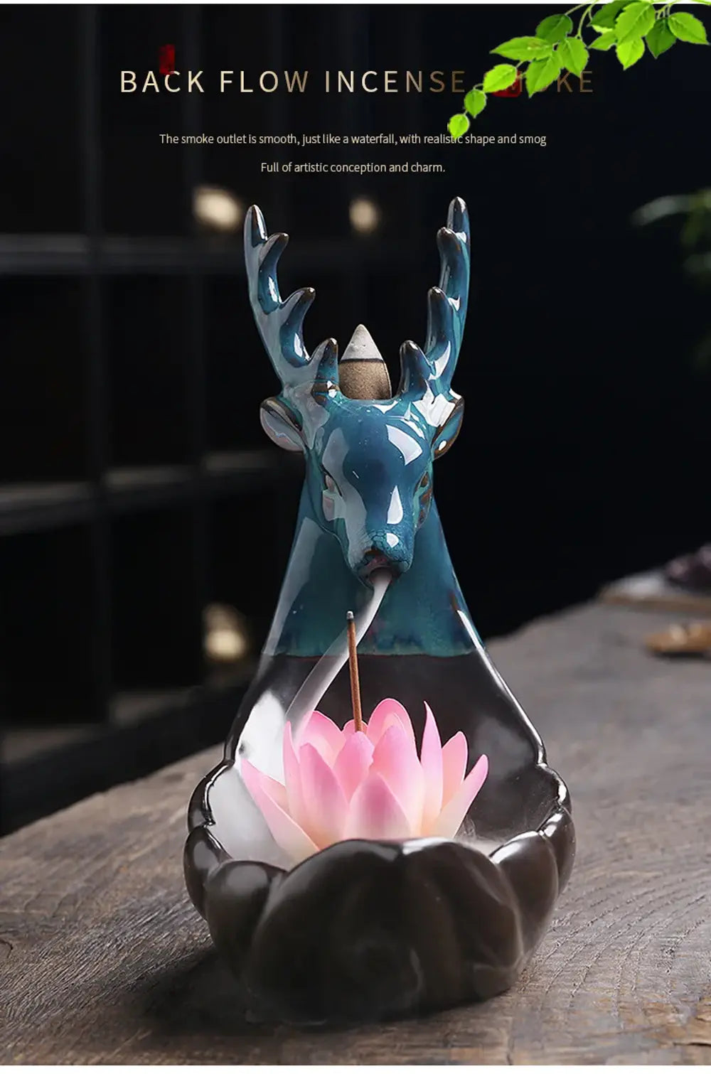 Exquisite Deer-Shaped Lotus Backflow Incense Burner - Ceramic Incense Waterfall
