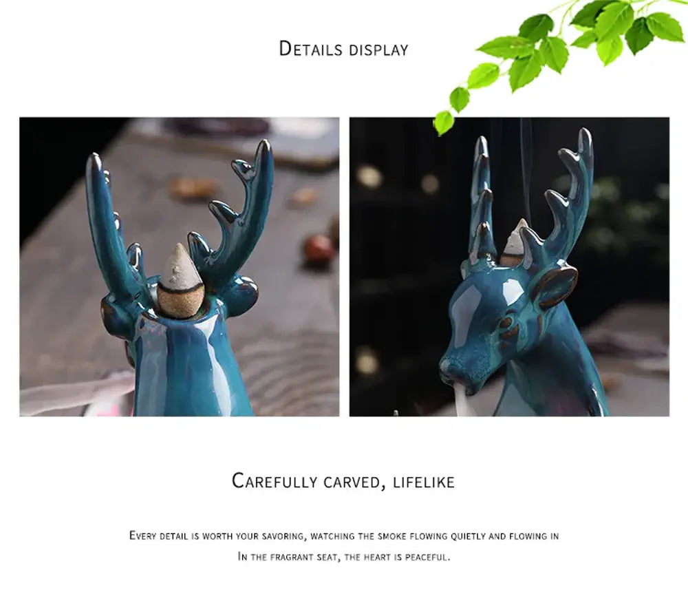 Exquisite Deer-Shaped Lotus Backflow Incense Burner - Ceramic Incense Waterfall