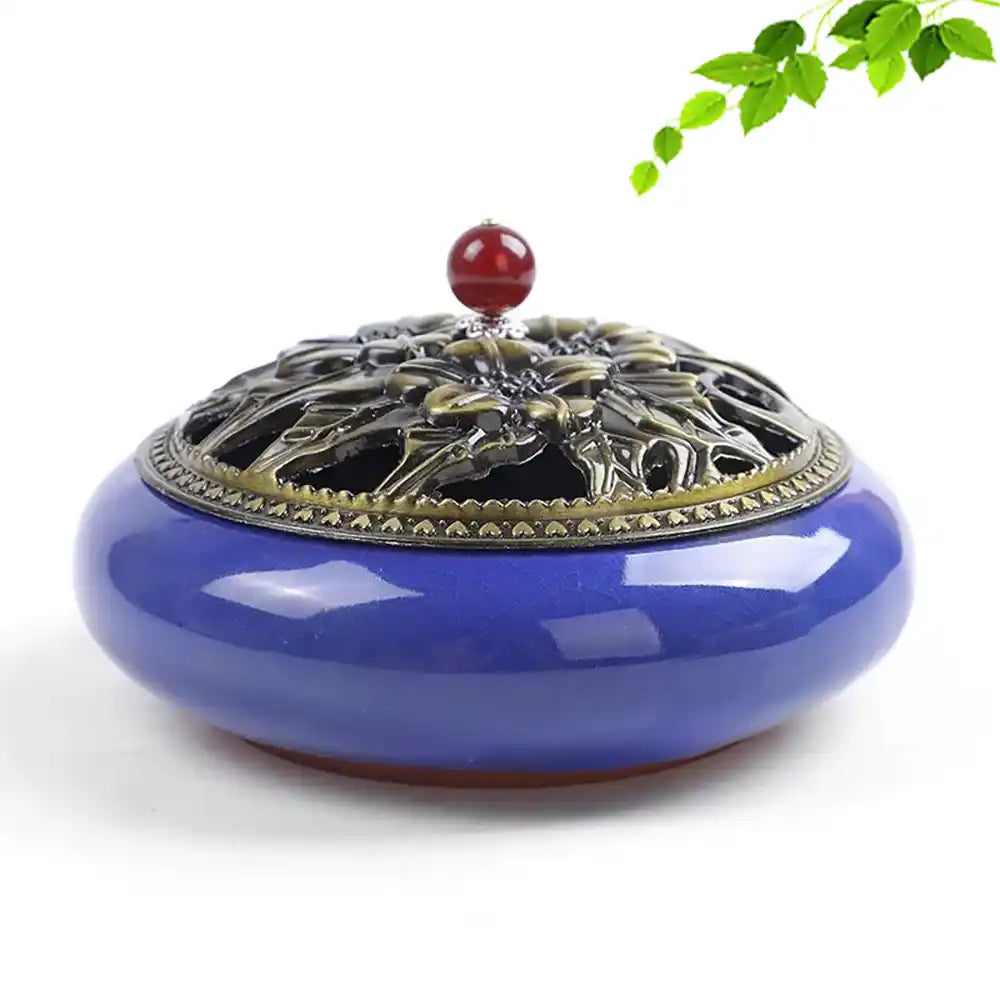 Large Royal Lucky Black Glaze Ceramic Incense Burner With Lid 10 Styles
