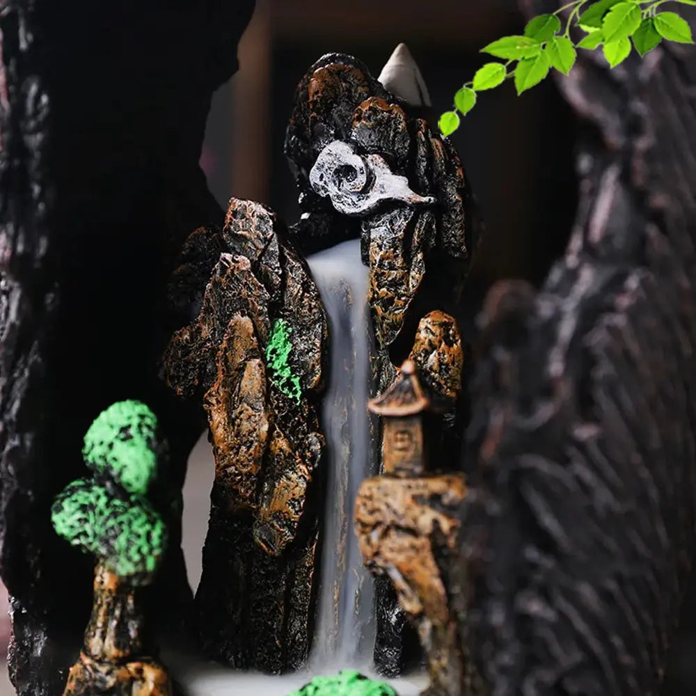 Mountain River Vase Resin Waterfall Backflow Incense Burner