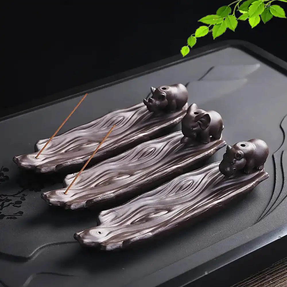 Purple Sand Backflow Incense Burner - Elephant Rhino Hippo Incense Holder