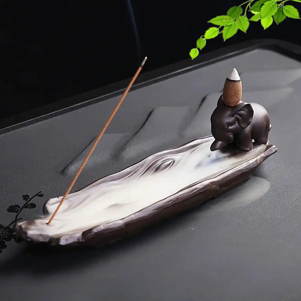 Purple Sand Backflow Incense Burner - Elephant Rhino Hippo Incense Holder
