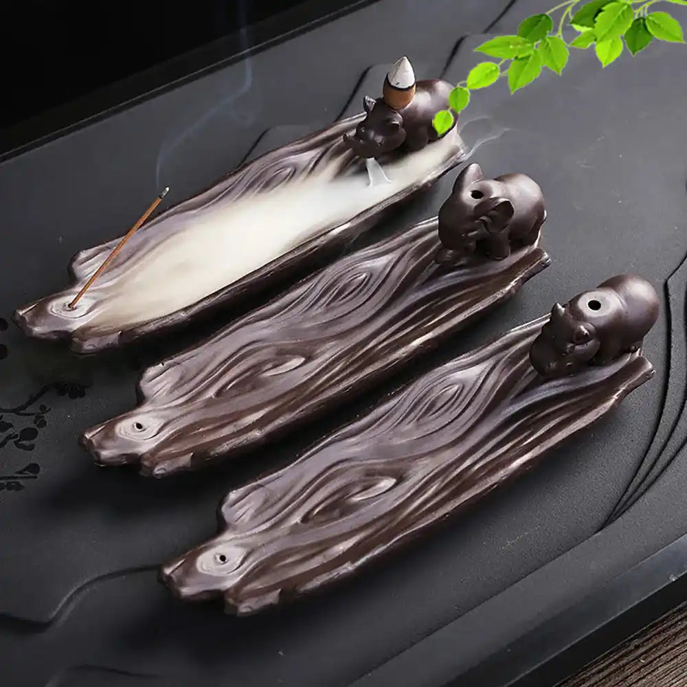 Purple Sand Backflow Incense Burner - Elephant Rhino Hippo Incense Holder