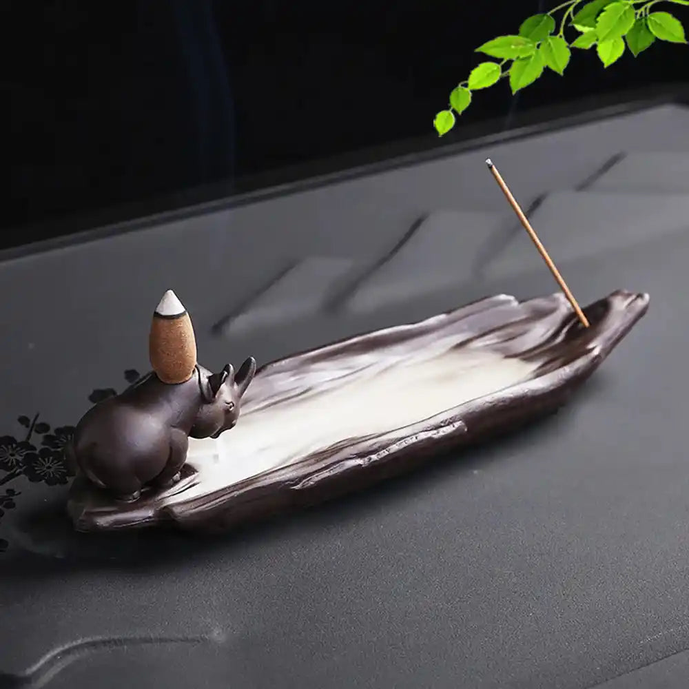 Purple Sand Backflow Incense Burner - Elephant Rhino Hippo Incense Holder