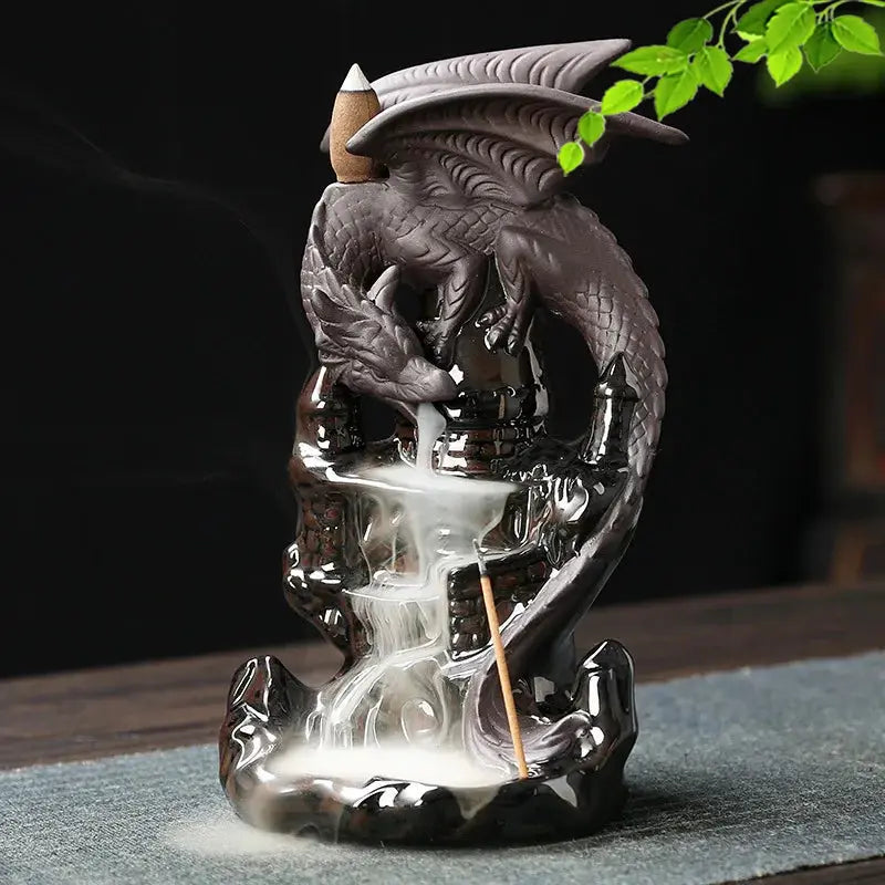 Vigilant Guardian Dragon Incense Burner Ceramic Pterosaur Waterfall Incense Burner