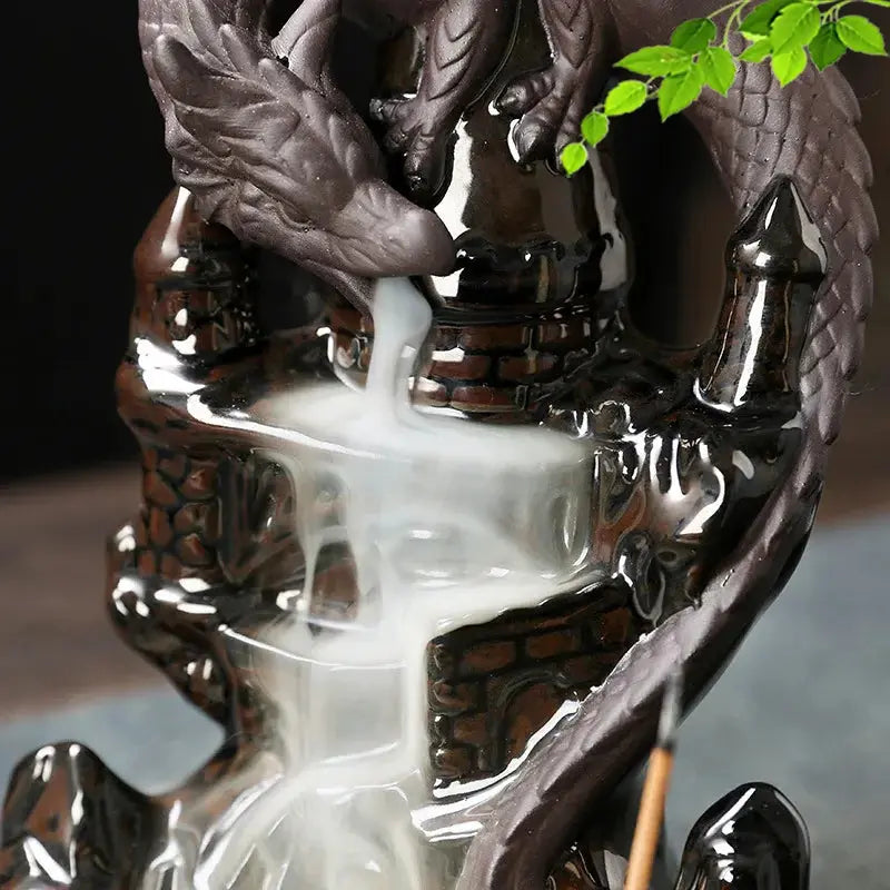 Vigilant Guardian Dragon Incense Burner Ceramic Pterosaur Waterfall Incense Burner