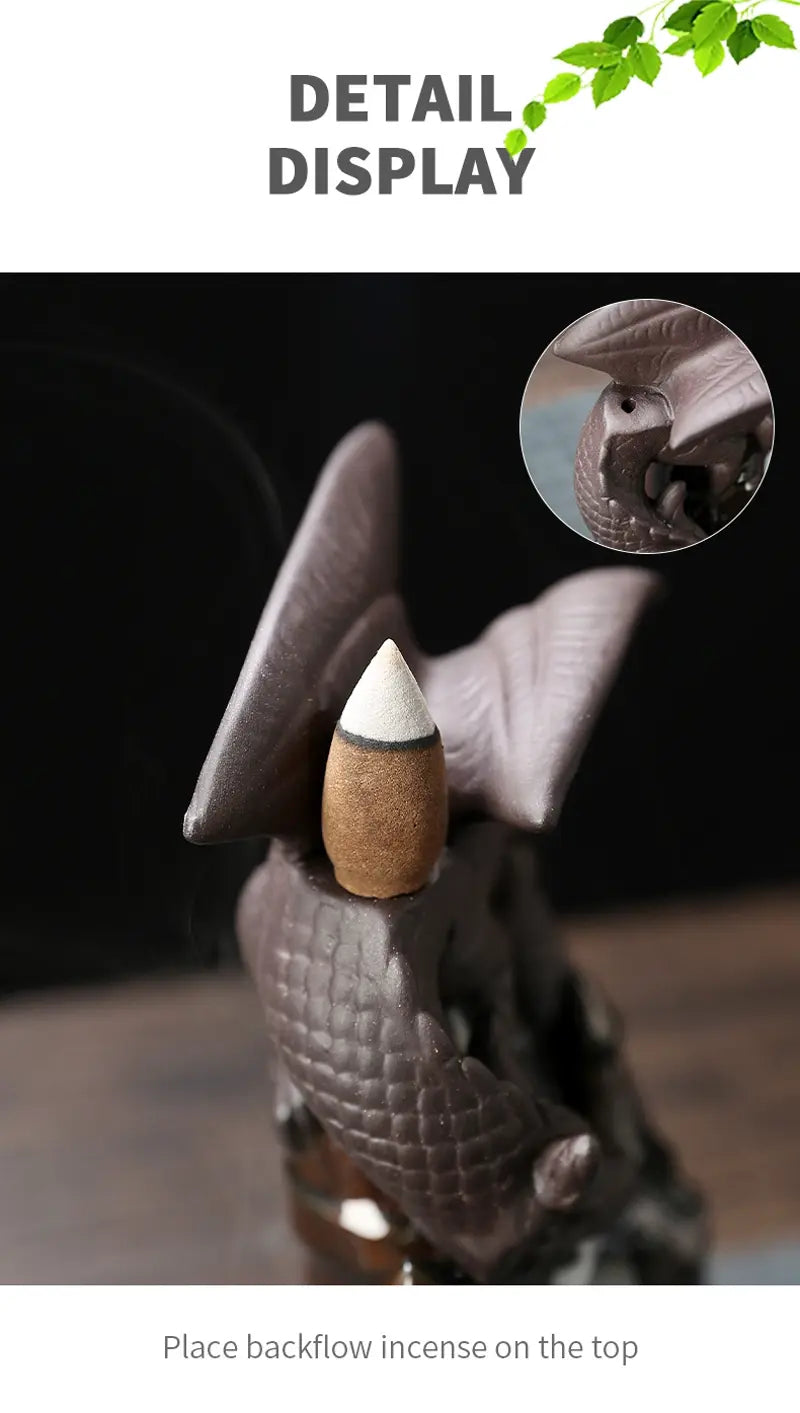 Vigilant Guardian Dragon Incense Burner Ceramic Pterosaur Waterfall Incense Burner