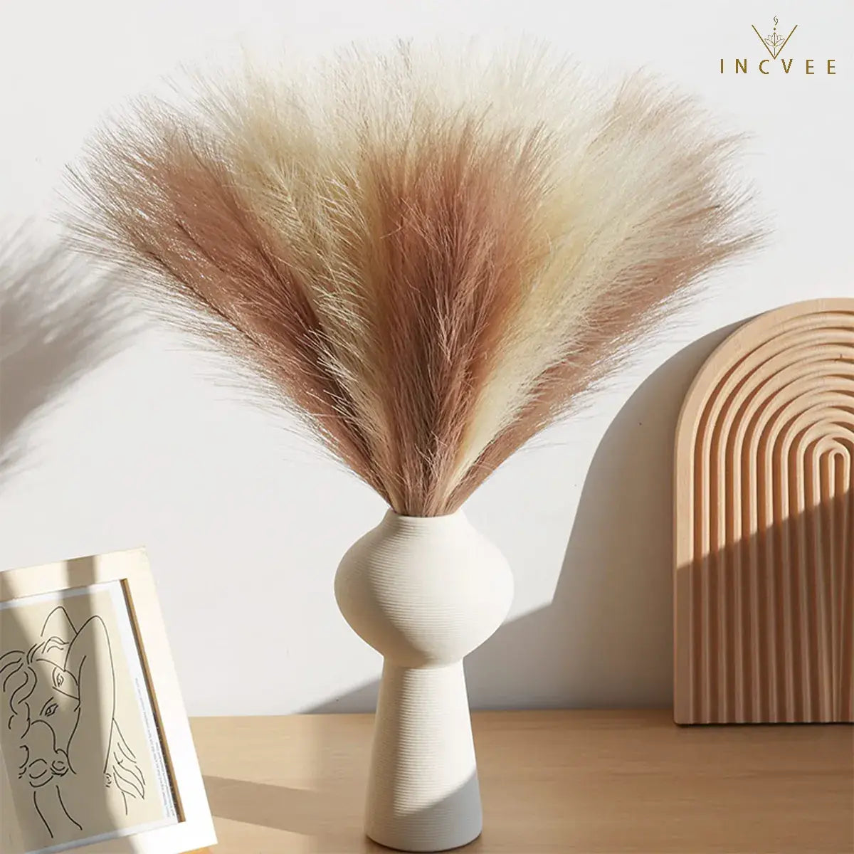 10/30 Stück 42 cm Mini-Kunstgras (Pampasgras) – Boho-Chic, flauschige Halme, warme, zeitlose Oase, Tischgröße