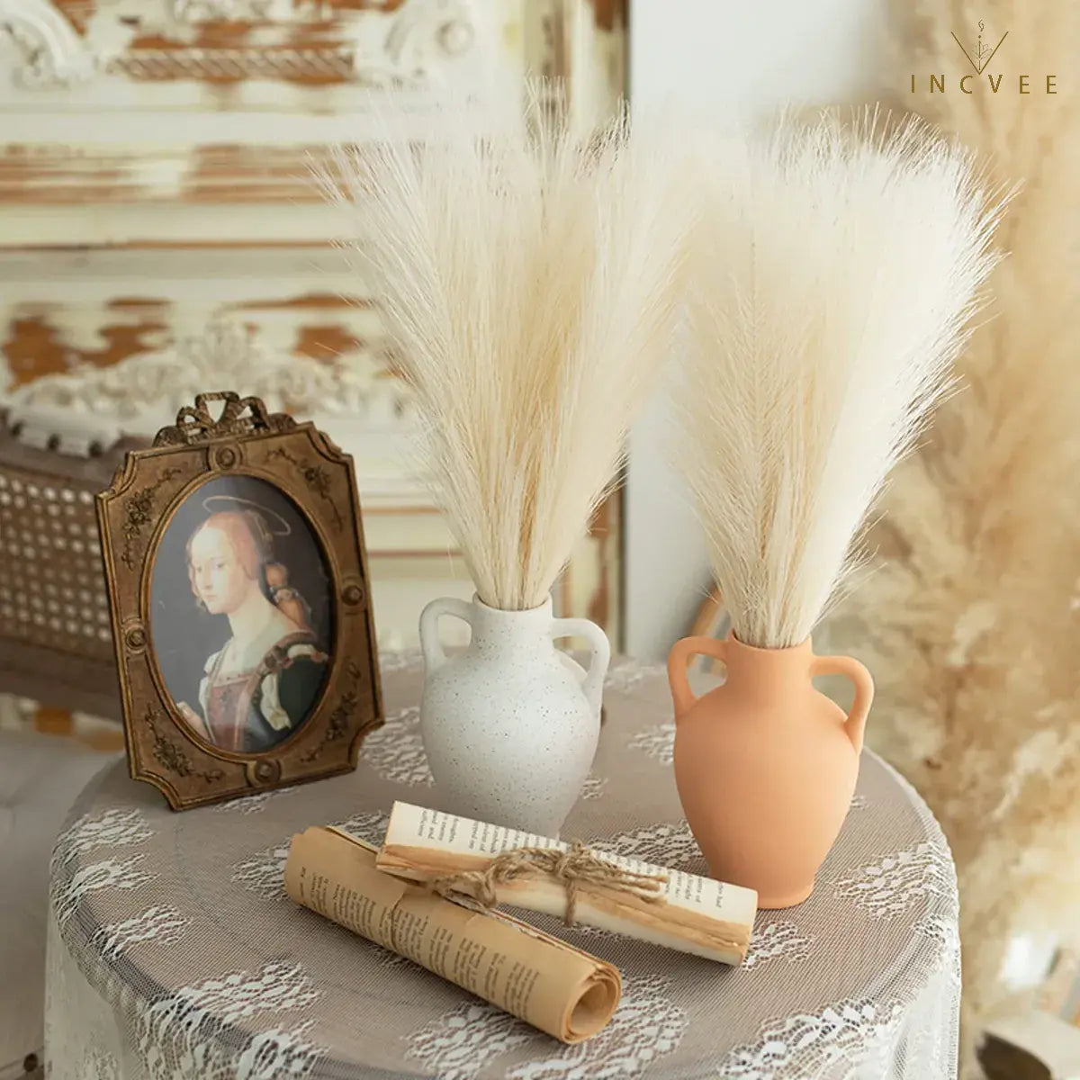 10/30 Stück 42 cm Mini-Kunstgras (Pampasgras) – Boho-Chic, flauschige Halme, warme, zeitlose Oase, Tischgröße
