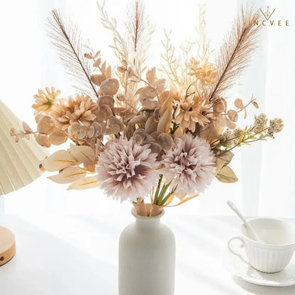 1/3 Stück 17" Boho-Strauß in Trockenoptik - Mischung aus künstlichen Chrysanthemen, Hortensien und Pampasgras, Modern Gallery Refinement