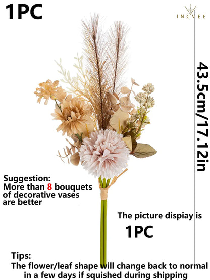 1/3 Stück 17" Boho-Strauß in Trockenoptik - Mischung aus künstlichen Chrysanthemen, Hortensien und Pampasgras, Modern Gallery Refinement