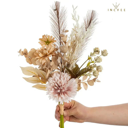 1/3 Stück 17" Boho-Strauß in Trockenoptik - Mischung aus künstlichen Chrysanthemen, Hortensien und Pampasgras, Modern Gallery Refinement