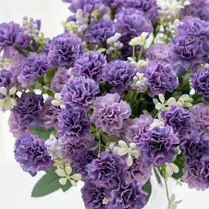 15-köpfiger Seidennelkenstrauß – Mehrarmiger DIY-Blumenstrauß für Bögen und Girlanden, weich, 30 cm