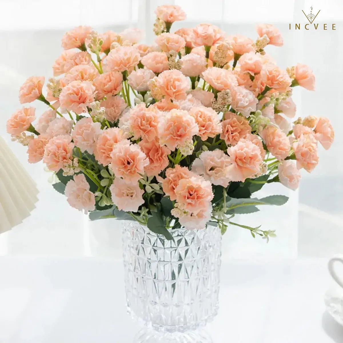 15-köpfiger Seidennelkenstrauß – Mehrarmiger DIY-Blumenstrauß für Bögen und Girlanden, weich, 30 cm
