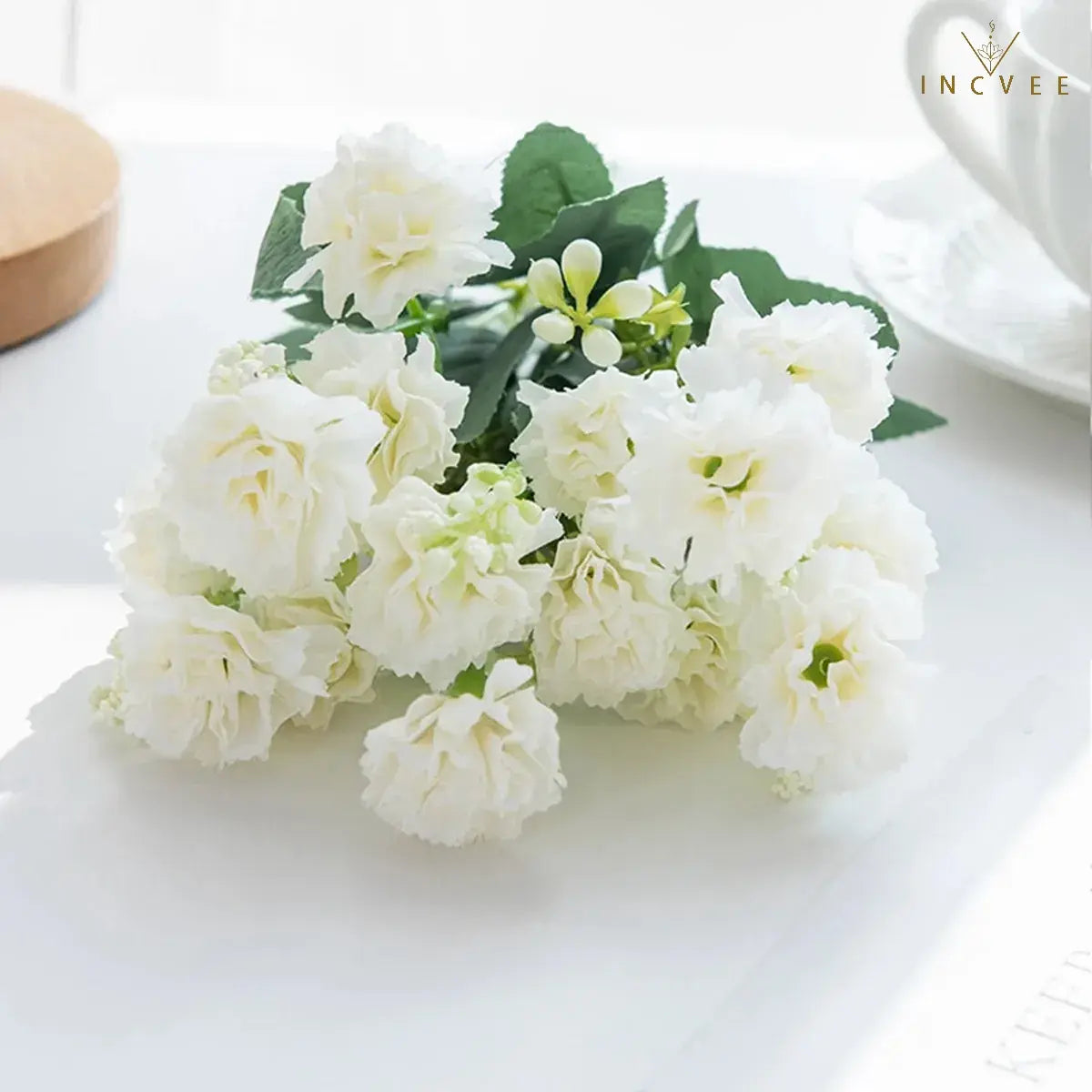15-köpfiger Seidennelkenstrauß – Mehrarmiger DIY-Blumenstrauß für Bögen und Girlanden, weich, 30 cm