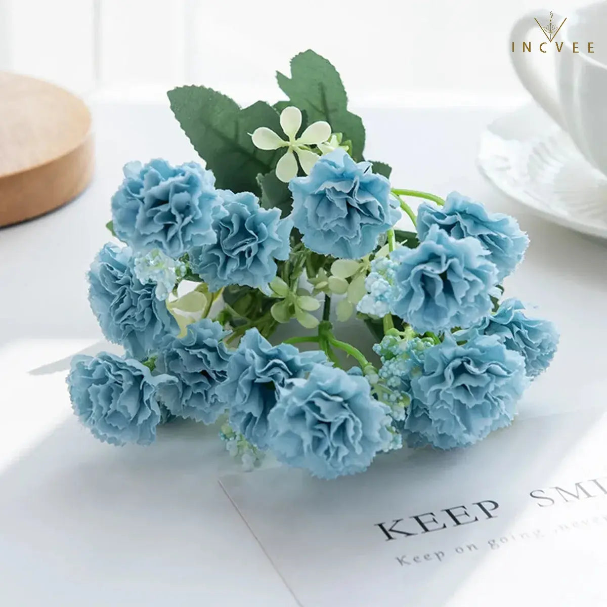 15-köpfiger Seidennelkenstrauß – Mehrarmiger DIY-Blumenstrauß für Bögen und Girlanden, weich, 30 cm