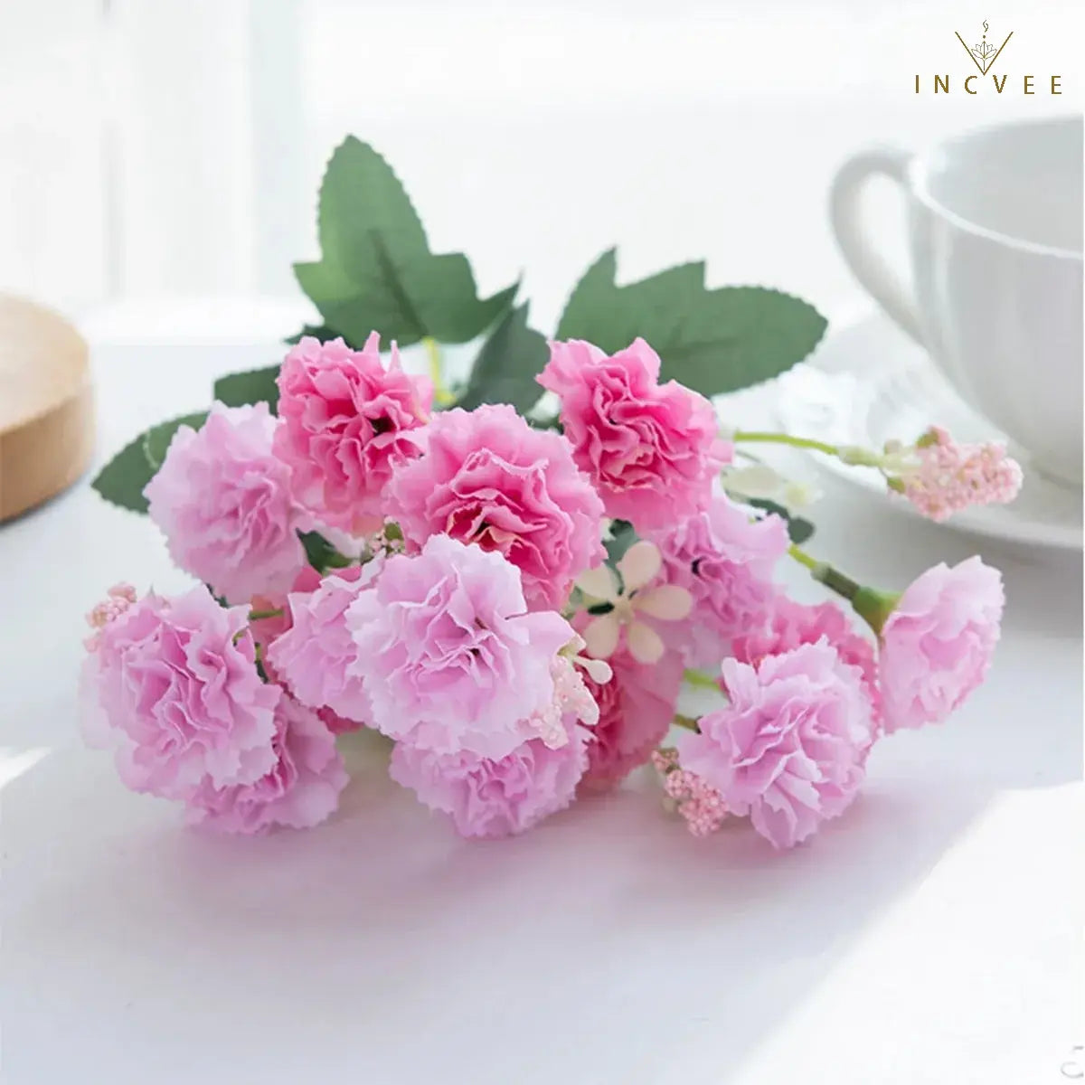 15-köpfiger Seidennelkenstrauß – Mehrarmiger DIY-Blumenstrauß für Bögen und Girlanden, weich, 30 cm