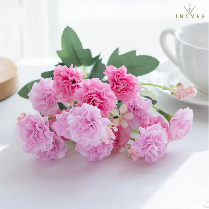 15-köpfiger Seidennelkenstrauß – Mehrarmiger DIY-Blumenstrauß für Bögen und Girlanden, weich, 30 cm