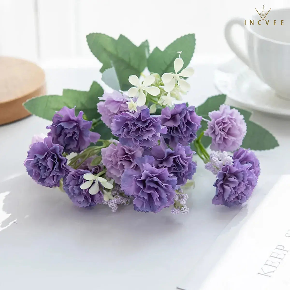 15-köpfiger Seidennelkenstrauß – Mehrarmiger DIY-Blumenstrauß für Bögen und Girlanden, weich, 30 cm