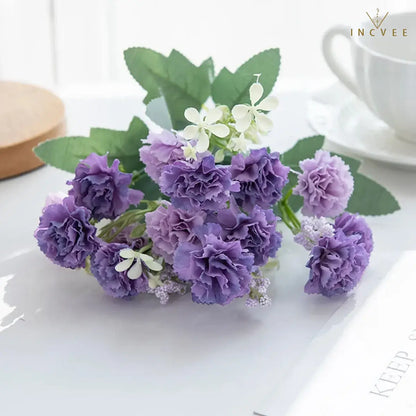 15-köpfiger Seidennelkenstrauß – Mehrarmiger DIY-Blumenstrauß für Bögen und Girlanden, weich, 30 cm
