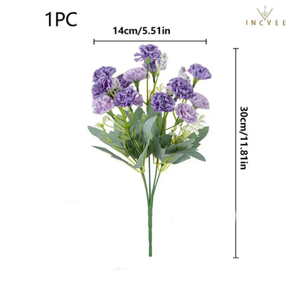 15-köpfiger Seidennelkenstrauß – Mehrarmiger DIY-Blumenstrauß für Bögen und Girlanden, weich, 30 cm