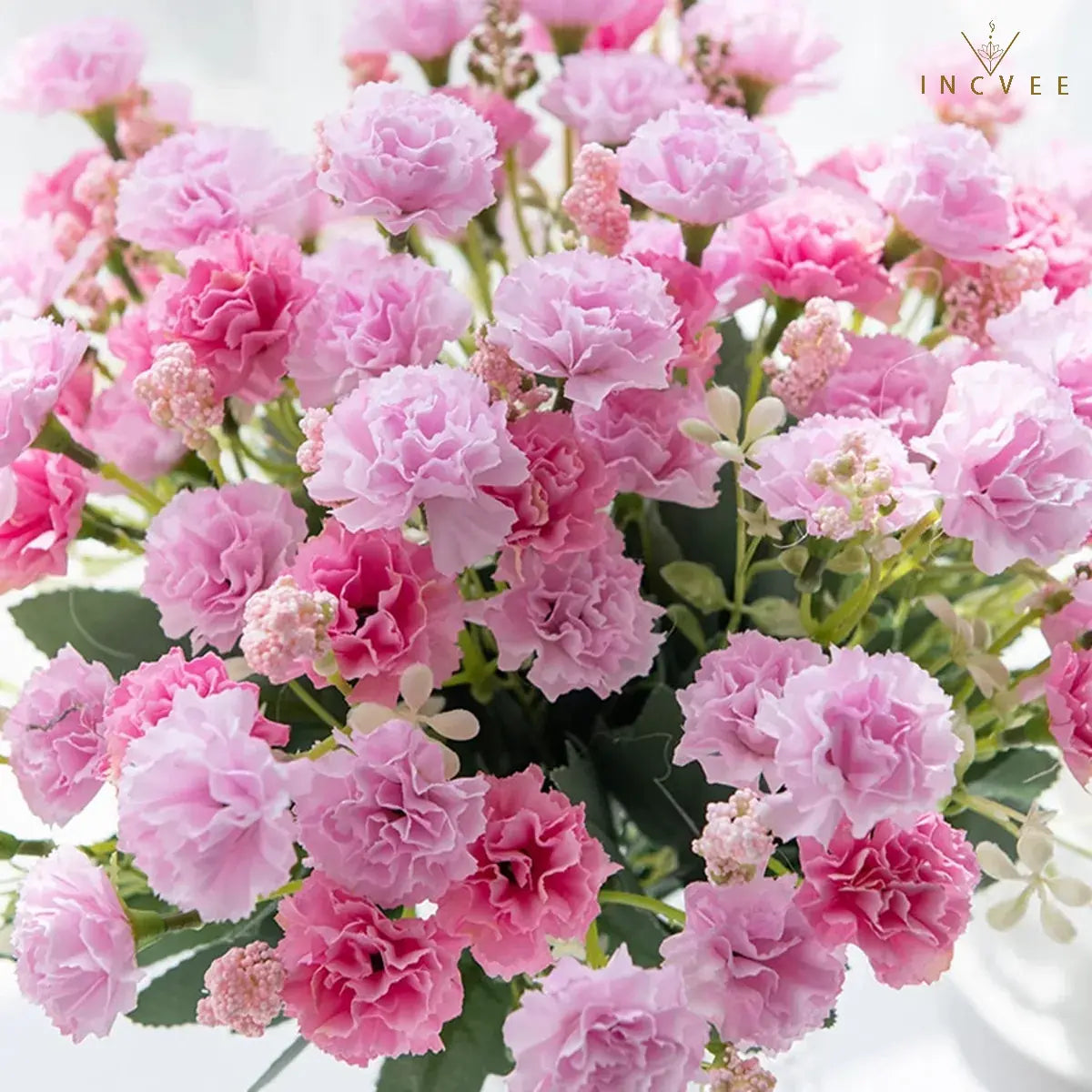 15-köpfiger Seidennelkenstrauß – Mehrarmiger DIY-Blumenstrauß für Bögen und Girlanden, weich, 30 cm