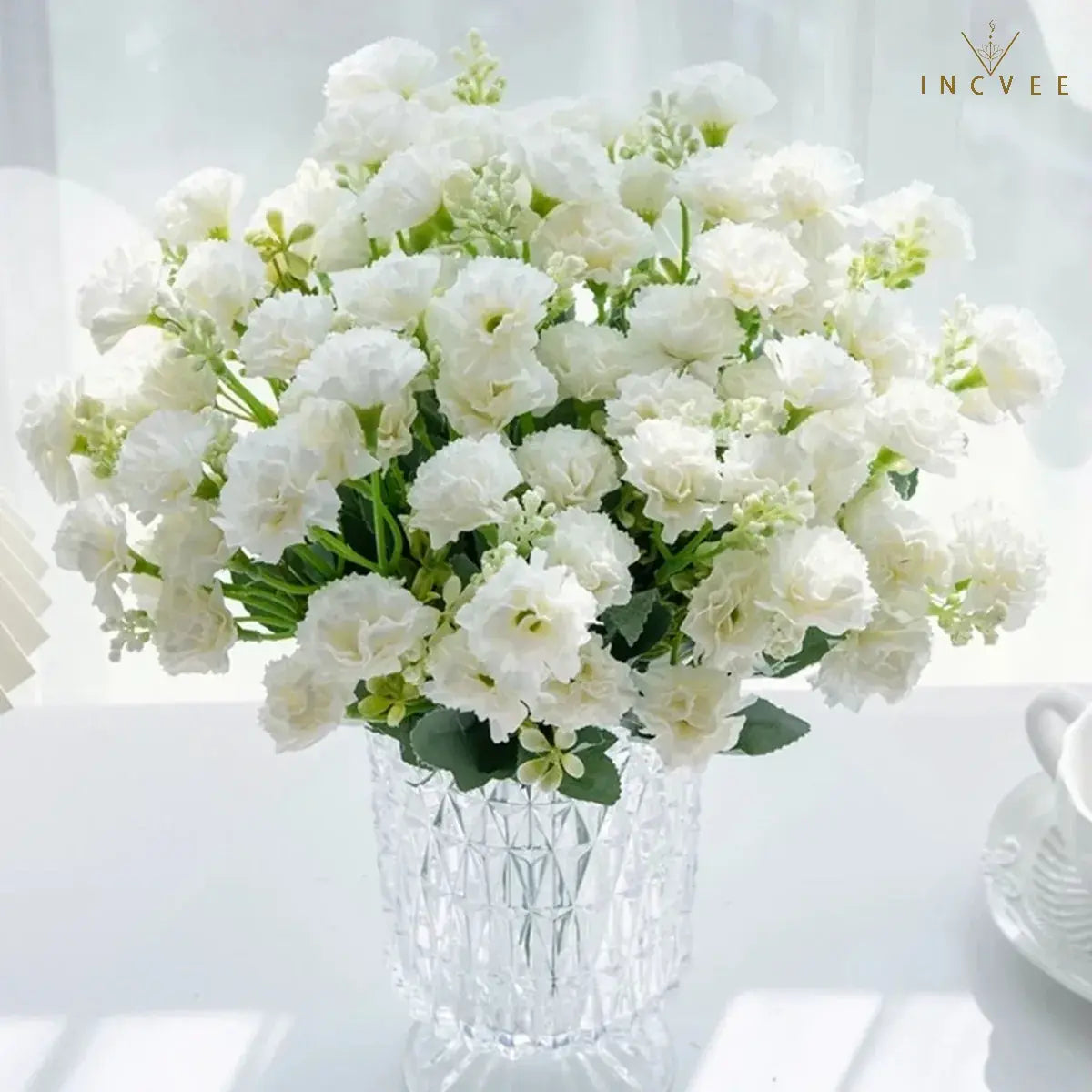 15-köpfiger Seidennelkenstrauß – Mehrarmiger DIY-Blumenstrauß für Bögen und Girlanden, weich, 30 cm