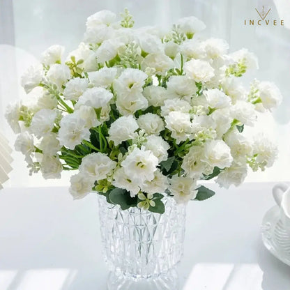 15-köpfiger Seidennelkenstrauß – Mehrarmiger DIY-Blumenstrauß für Bögen und Girlanden, weich, 30 cm