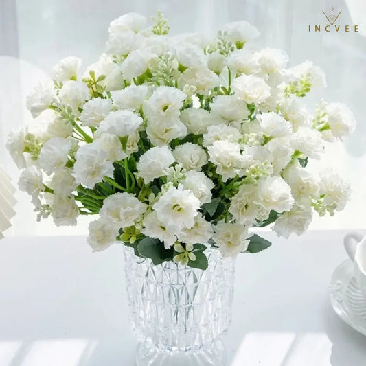 15-köpfiger Seidennelkenstrauß – Mehrarmiger DIY-Blumenstrauß für Bögen und Girlanden, weich, 30 cm