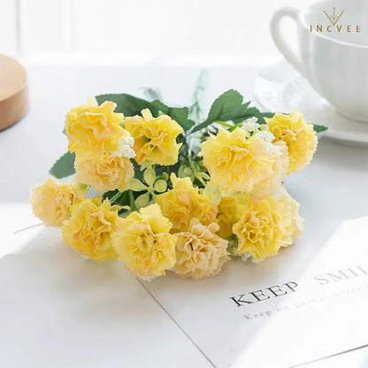 15-köpfiger Seidennelkenstrauß – Mehrarmiger DIY-Blumenstrauß für Bögen und Girlanden, weich, 30 cm