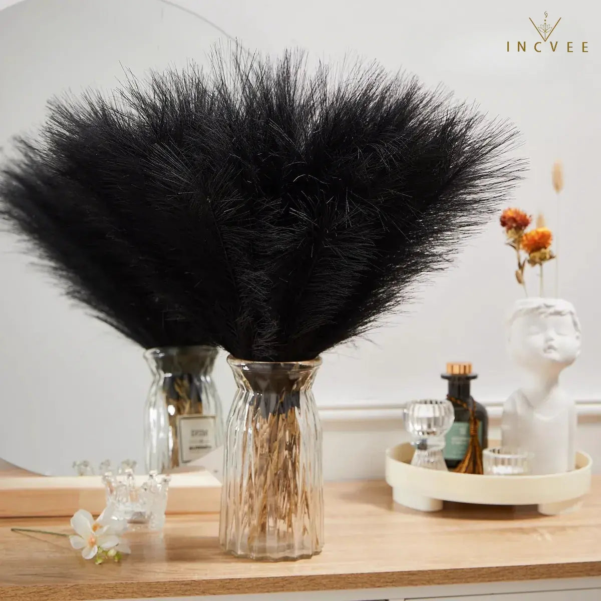 20 Stück 55 cm langes künstliches Pampasgras – Boho-Chic, farbenfrohe Schilfhalme, warme, zeitlose Oase, flauschige, nicht haarende Halme