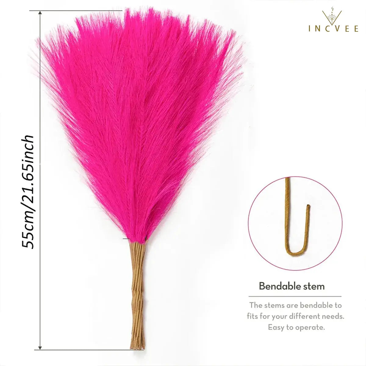 20 Stück 55 cm langes künstliches Pampasgras – Boho-Chic, farbenfrohe Schilfhalme, warme, zeitlose Oase, flauschige, nicht haarende Halme