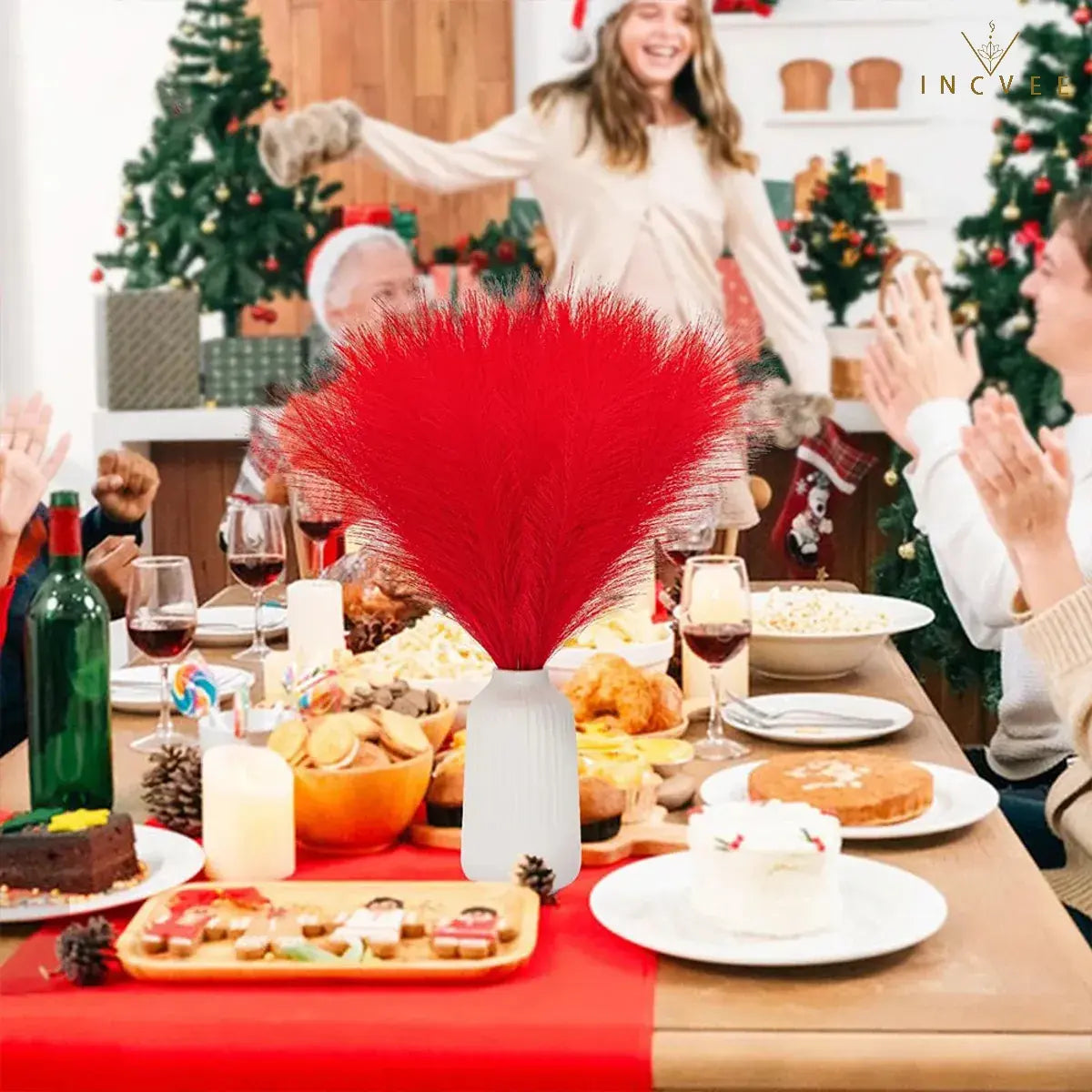 20 Stück 55 cm langes künstliches Pampasgras – Boho-Chic, farbenfrohe Schilfhalme, warme, zeitlose Oase, flauschige, nicht haarende Halme