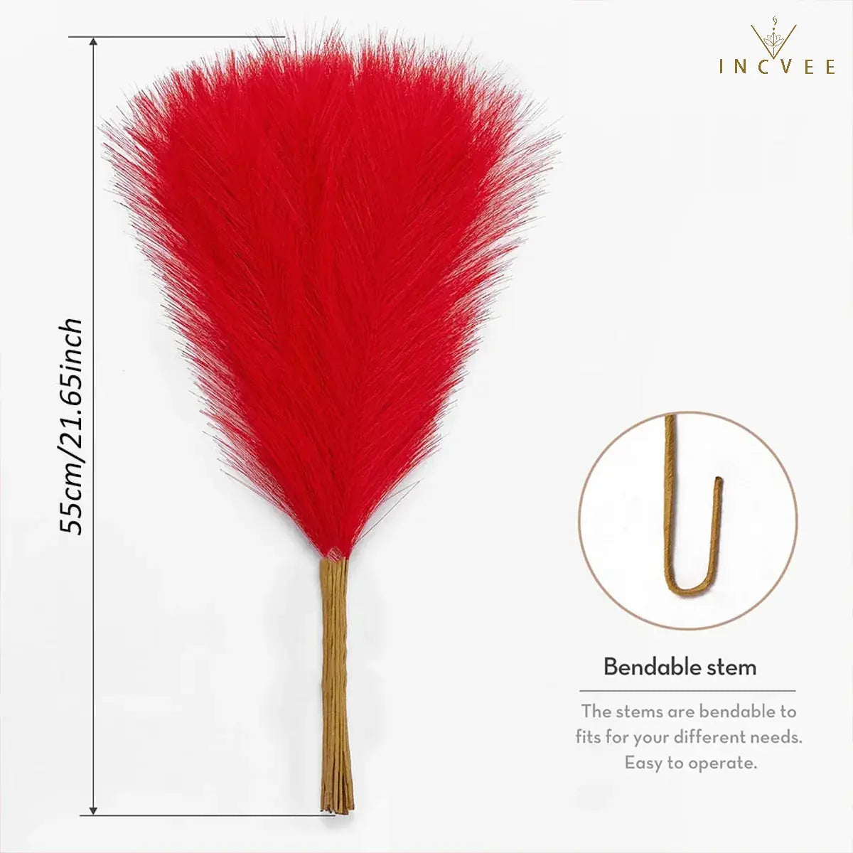 20 Stück 55 cm langes künstliches Pampasgras – Boho-Chic, farbenfrohe Schilfhalme, warme, zeitlose Oase, flauschige, nicht haarende Halme