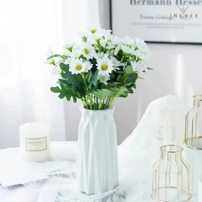 Künstliche Seiden-Gänseblümchen (21 Köpfe) für den Außenbereich – farbecht, biegsame Drahtstiele, 32 cm, kleine Wildblumen