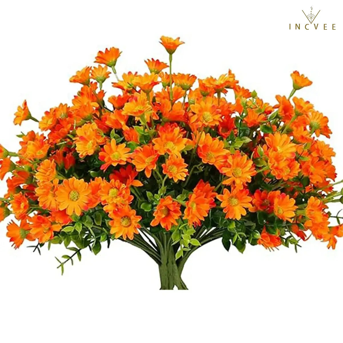 Künstliche Seiden-Gänseblümchen (21 Köpfe) für den Außenbereich – farbecht, biegsame Drahtstiele, 32 cm, kleine Wildblumen