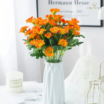 Künstliche Seiden-Gänseblümchen (21 Köpfe) für den Außenbereich – farbecht, biegsame Drahtstiele, 32 cm, kleine Wildblumen
