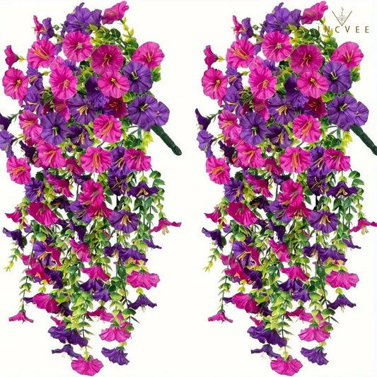 2er-Set UV-beständige künstliche Prunkwinden & Eukalyptus-Hängedekoration – perfekt für Zuhause, Garten und Hochzeiten | Vielseitig einsetzbar im Freien