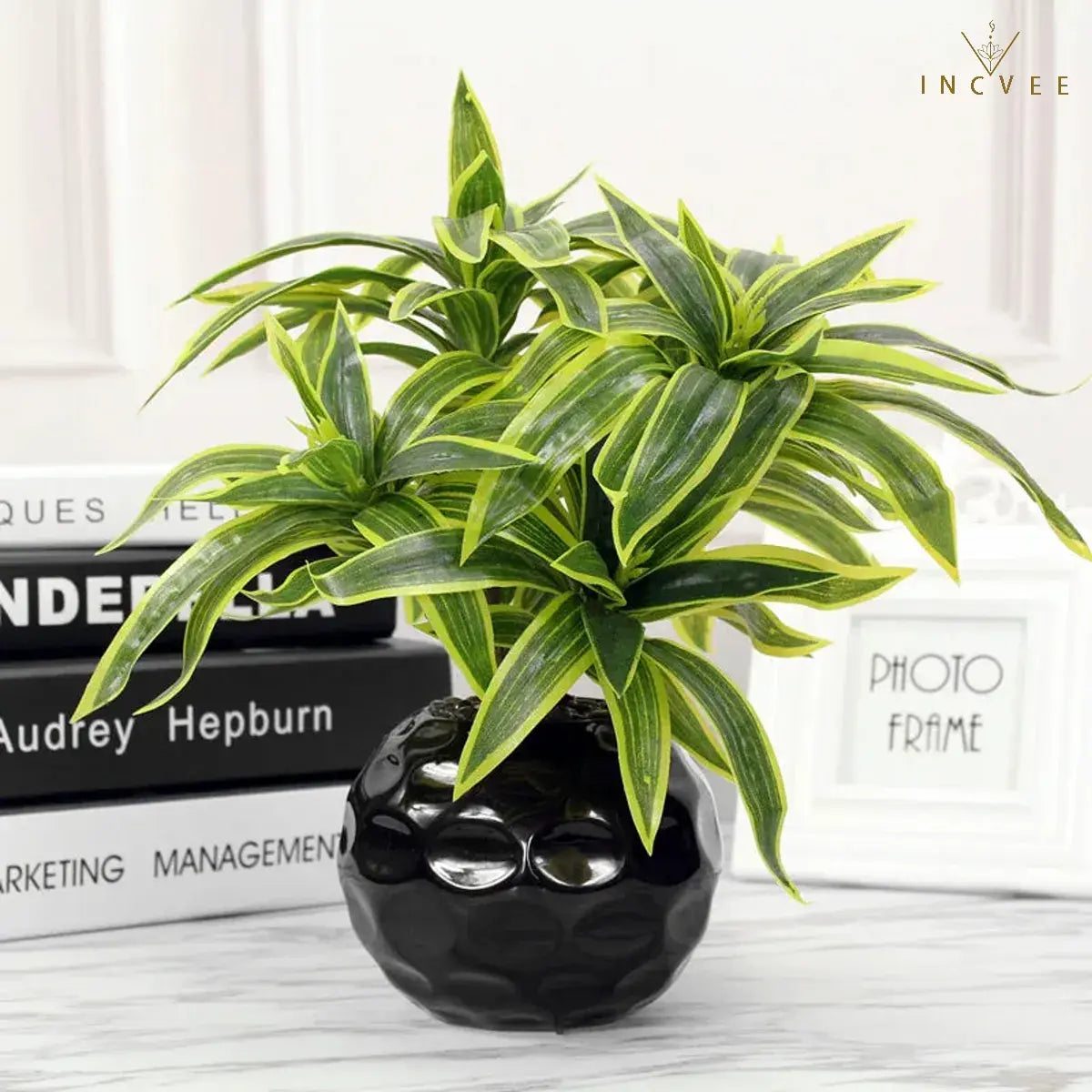 Künstliche Dracaena Reflexa mit 3 Köpfen – realistische Blätter, künstliche Pflanzen, Vasengrün, 36 cm