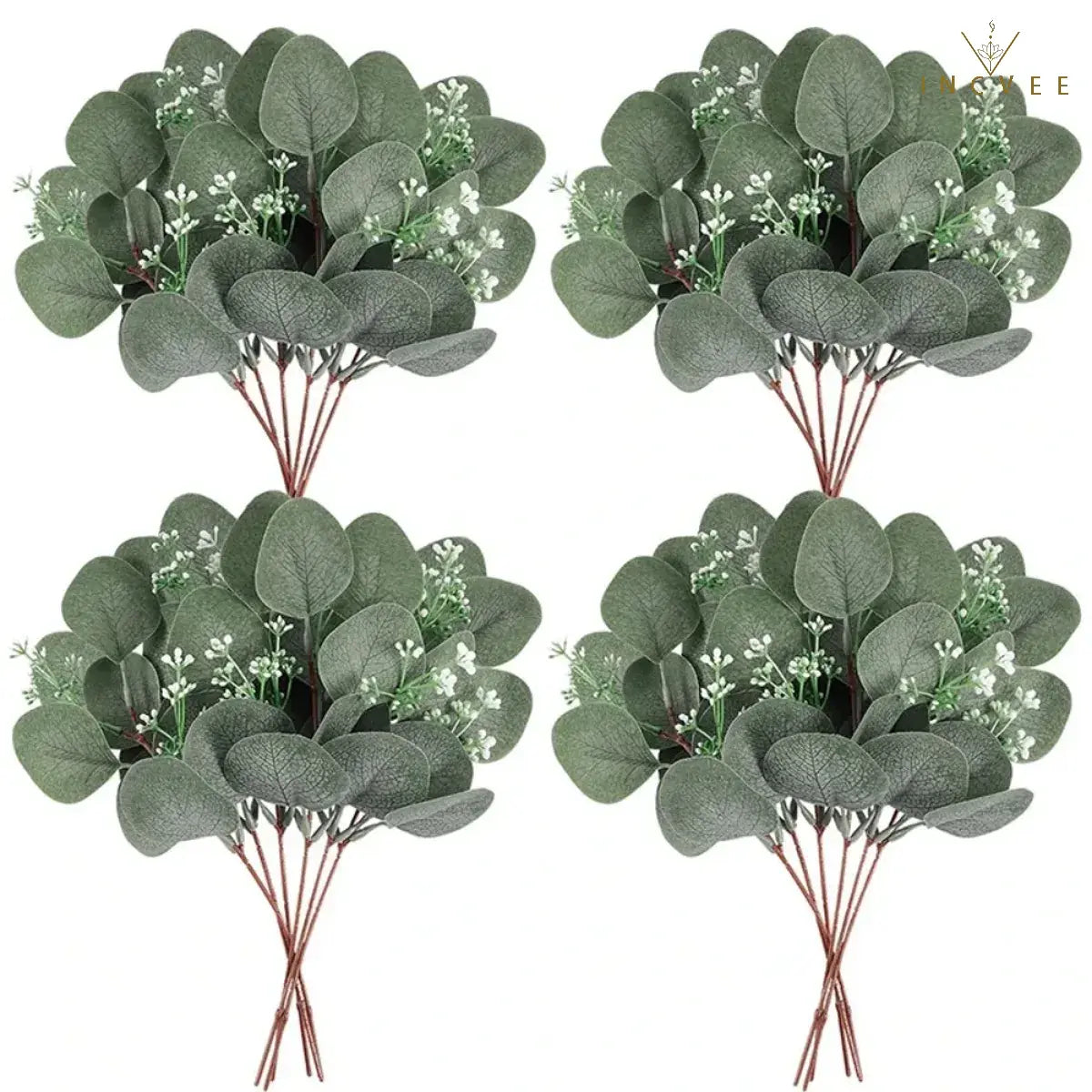 Künstlicher Eukalyptus in 4 verschiedenen Ausführungen – Silberdollar-Blatt, Babyblaues Blatt, biegsame Drahtstiele, 5/10/20 Stück