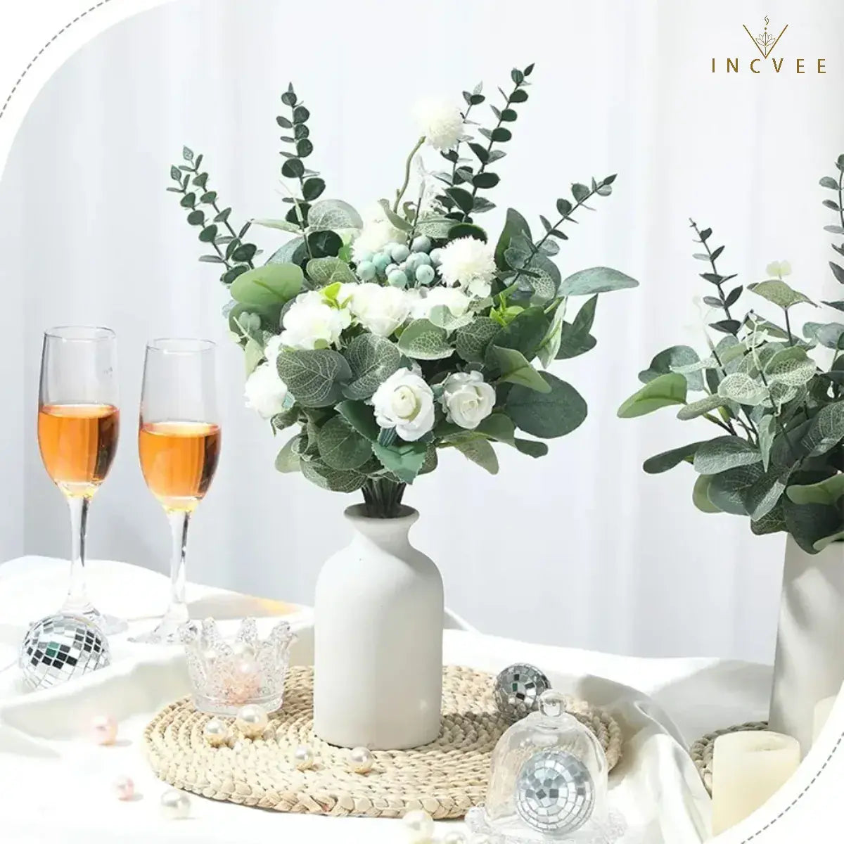 Künstlicher Eukalyptus in 4 verschiedenen Ausführungen – Silberdollar-Blatt, Babyblaues Blatt, biegsame Drahtstiele, 5/10/20 Stück