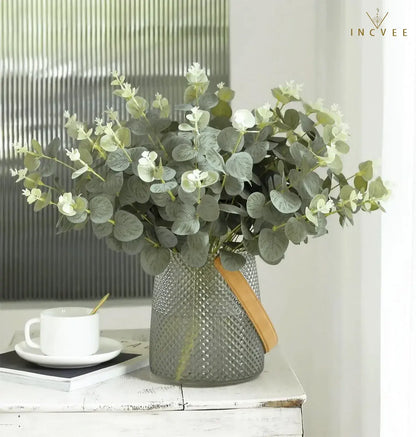 Künstlicher Eukalyptus in 4 verschiedenen Ausführungen – Silberdollar-Blatt, Babyblaues Blatt, biegsame Drahtstiele, 5/10/20 Stück