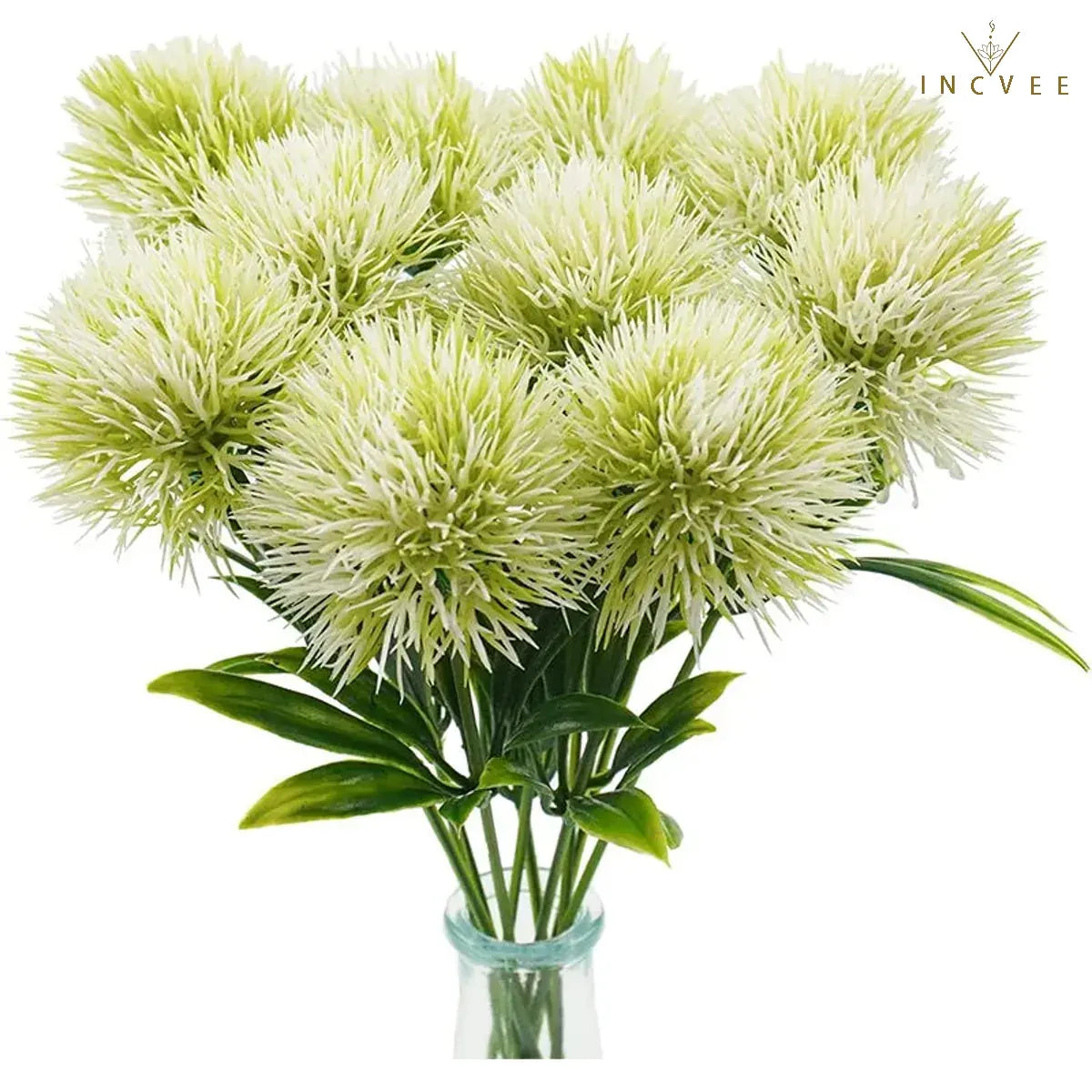 5/10 realistische, flauschige Löwenzahn-Bouquets aus PE – luftige Pompon-Blumen, biegsamer Drahtstiel, 26 cm