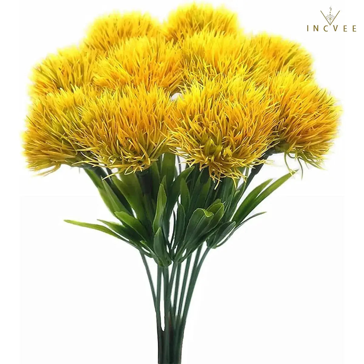 5/10 realistische, flauschige Löwenzahn-Bouquets aus PE – luftige Pompon-Blumen, biegsamer Drahtstiel, 26 cm