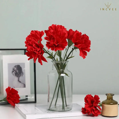 5PCS Artificial Carnation Flowers - Silk Blooms, Bendable Stems, Tabletop Decor, 29cm
