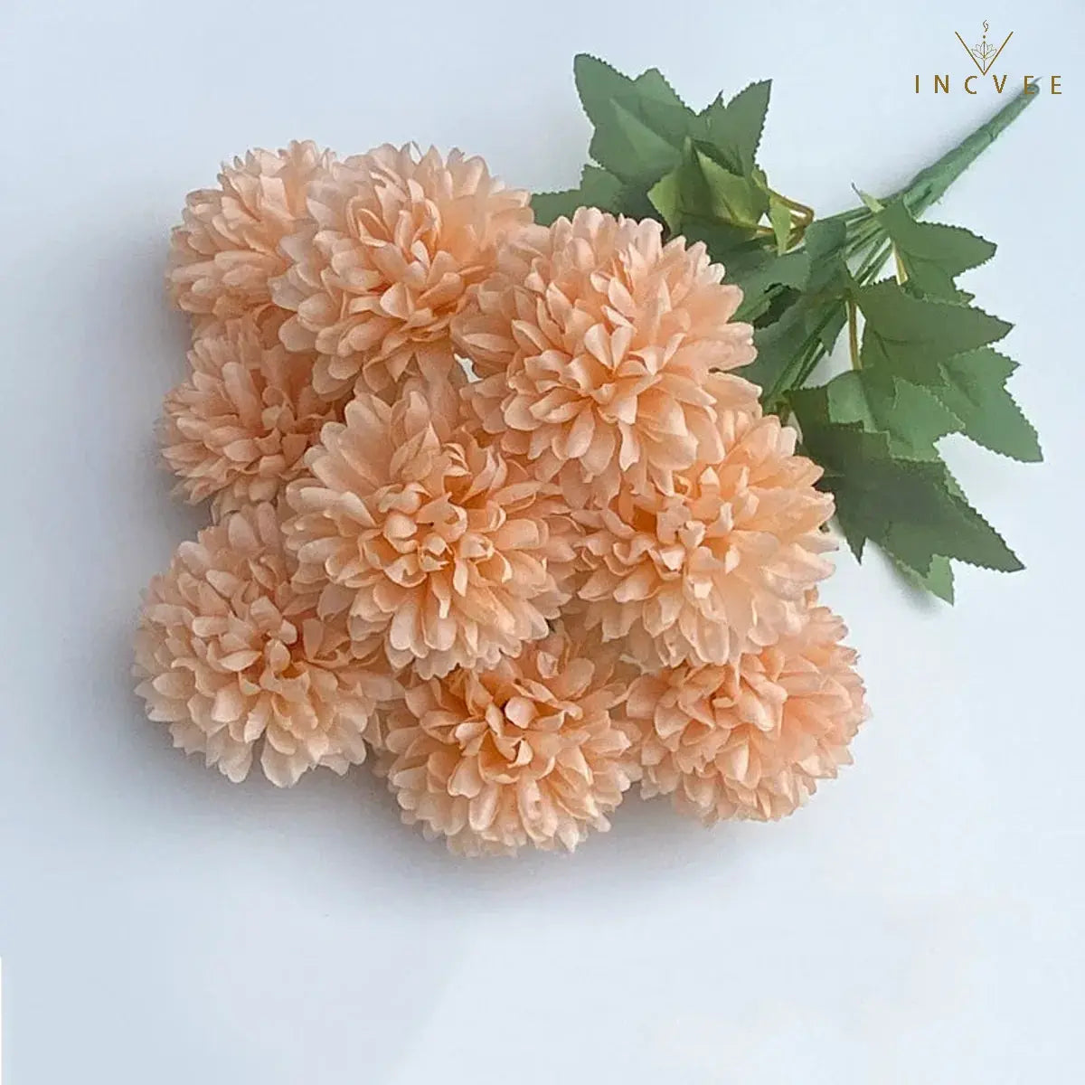 Seidenchrysanthemenstrauß mit 9 Köpfen – Lebendige, mehrfarbige Blumendekoration, weicher Griff, 42 cm